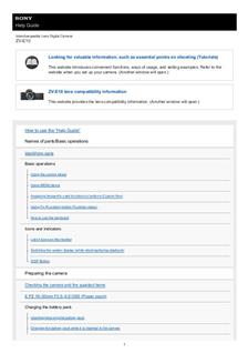 Sony ZV E10 manual. Camera Instructions.